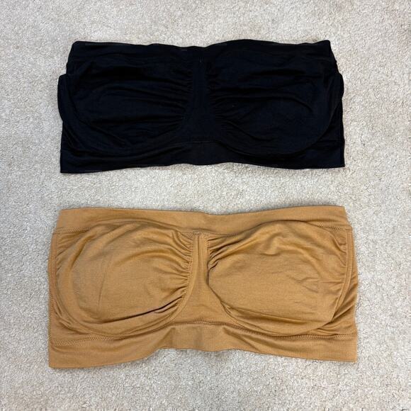 Breezies Set of 2 Seamless Underwire Bandeau Bras Black Tan Size 2X - Picture 1 of 4